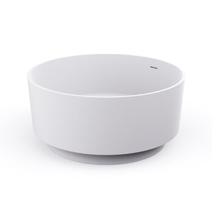 English Elm 49 Inch Round Freestanding Soaking Tub Solid Surface Matte White Spa Bathroom W1613P378214