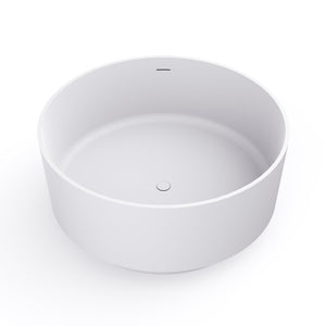 English Elm 49 Inch Round Freestanding Soaking Tub Solid Surface Matte White Spa Bathroom W1613P378214