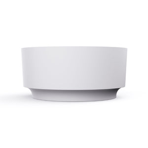 English Elm 49 Inch Round Freestanding Soaking Tub Solid Surface Matte White Spa Bathroom W1613P378214