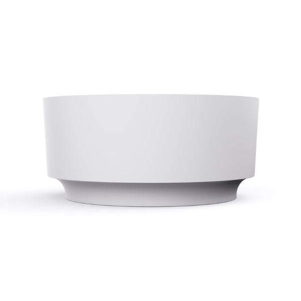 English Elm 49 Inch Round Freestanding Soaking Tub Solid Surface Matte White Spa Bathroom W1613P378214