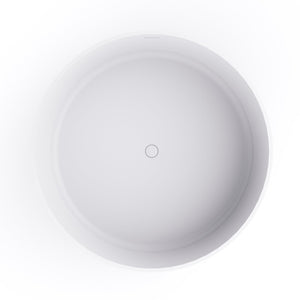 English Elm 49 Inch Round Freestanding Soaking Tub Solid Surface Matte White Spa Bathroom W1613P378214