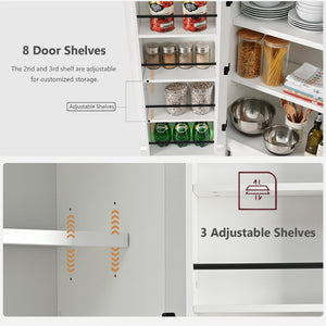 English Elm K&k Farmhouse Pantry Cabinet 72 Inch Tall Mdf Cupboard with Adjustable Shelves White N707S000021W