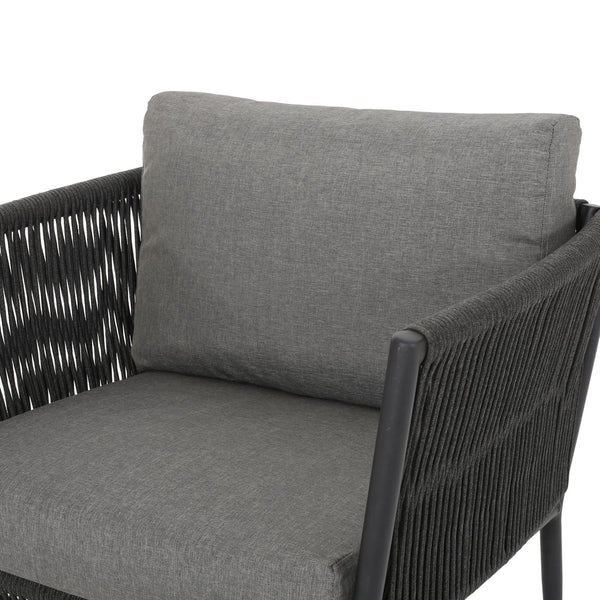 English Elm Christopher Knight Home® - HANFORD Woven Rope Club Chair in Grey — Durable Outdoor/Indoor Accent Seat with Compact 28.5x27.5x18.5" 65989.00GRY