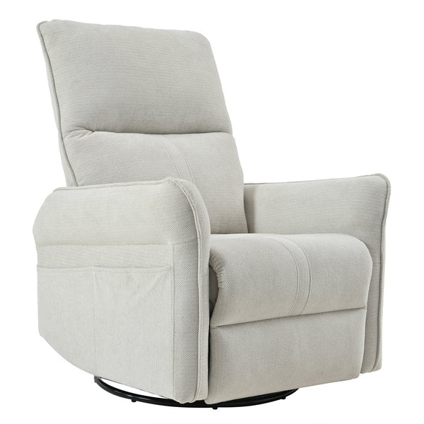 English Elm 360° Swivel Rocker Recliner Chair with Pull-Ring Recline, 360° Swivel, Rocking Comfort for Living Spaces Gray W1028S00049