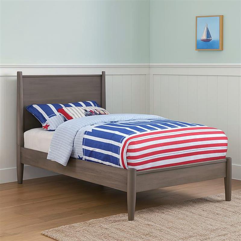 English Elm Mid-Century Twin Size Wooden Platform Bed In Gray Finish - Stylish, Compact Design For Small Spaces B016S00031