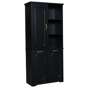 English Elm [video] Freestanding 68 Inch Tall Storage Cabinet with Tilt Out Hampers and Soft Close Door Black N759S427900B