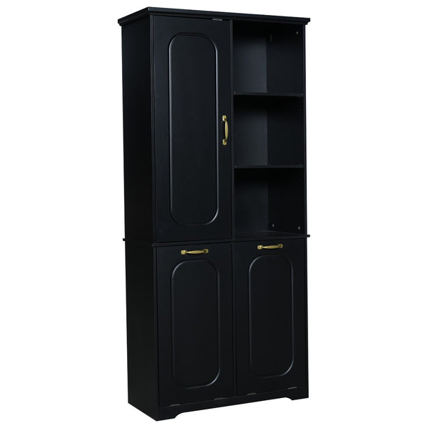 English Elm [video] Freestanding 68 Inch Tall Storage Cabinet with Tilt Out Hampers and Soft Close Door Black N759S427900B