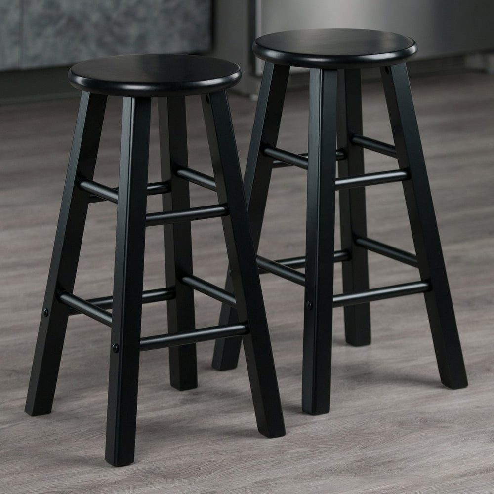 Winsome Wood Element 2-piece Black Counter Stool Set - Stylish Solid Wood Design, Perfect For Any Decor Space! Black Solid Wood 20274-winsome-wood