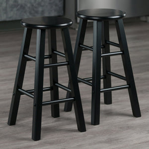Winsome Wood Element 2-piece Black Counter Stool Set - Stylish Solid Wood Design, Perfect For Any Decor Space! Black Solid Wood 20274-winsome-wood