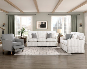 English Elm Classic Striped 3 Piece Living Room Set with Sofa Loveseat and Push Back Recliner B011S01554