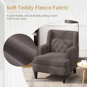 English Elm Christopher Knight Home® - Upholstered Teddy Fleece Armchair with Tufted Back, Contemporary Cozy Accent Seat for Living Room Brown N763P193158D