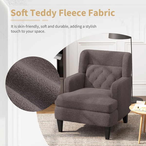 English Elm Christopher Knight Home® - Upholstered Teddy Fleece Armchair with Tufted Back, Contemporary Cozy Accent Seat for Living Room Brown N763P193158D
