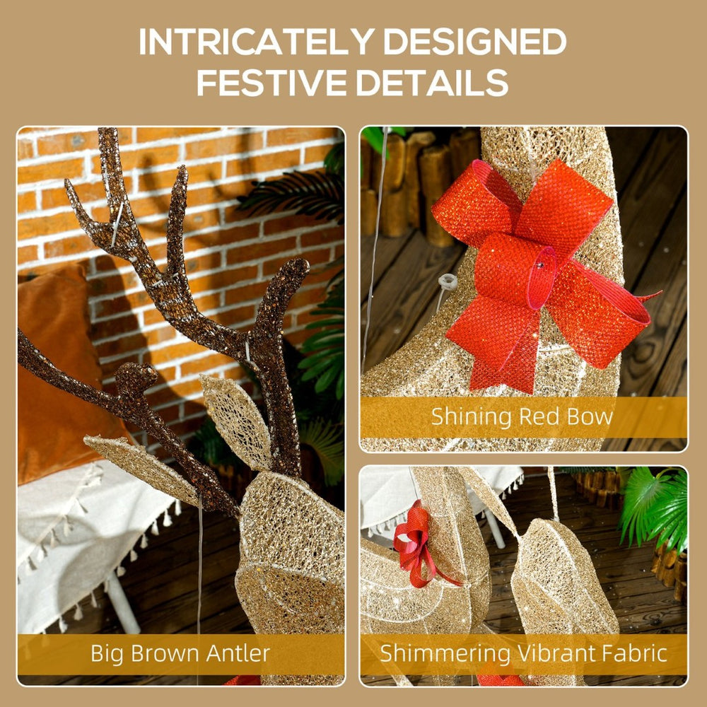 English Elm Outsunny Silver Led Reindeer Family Trio Outdoor Holiday Lawn Decor with Dual Light W2225P249608