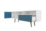 Liberty 70.86" Mid-Century Modern TV Stand in White and Aqua Blue 202AMC63 Manhattan Comfort