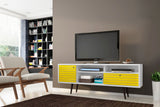 Liberty 70.86" Mid-Century Modern TV Stand in White and Yellow 202AMC64 Manhattan Comfort