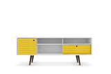 Liberty 70.86" Mid-Century Modern TV Stand in White and Yellow 202AMC64 Manhattan Comfort