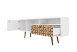 Liberty 70.86" Mid-Century Modern TV Stand in White and 3D Brown Prints 202AMC67 Manhattan Comfort