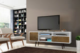 Liberty 70.86" Mid-Century Modern TV Stand in White and Rustic Brown 202AMC69 Manhattan Comfort