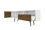 Liberty 70.86" Mid-Century Modern TV Stand in White and Rustic Brown 202AMC69 Manhattan Comfort