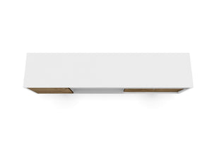 Liberty 70.86" Mid-Century Modern TV Stand in White and Rustic Brown 202AMC69 Manhattan Comfort