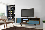 Liberty 70.86" Mid-Century Modern TV Stand in Rustic Brown and Aqua Blue 202AMC93 Manhattan Comfort