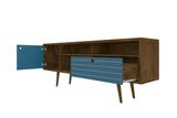 Liberty 70.86" Mid-Century Modern TV Stand in Rustic Brown and Aqua Blue 202AMC93 Manhattan Comfort