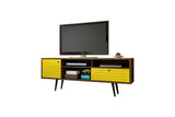 Liberty 70.86" Mid-Century Modern TV Stand in Rustic Brown and Yellow 202AMC94 Manhattan Comfort