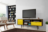 Liberty 70.86" Mid-Century Modern TV Stand in Rustic Brown and Yellow 202AMC94 Manhattan Comfort