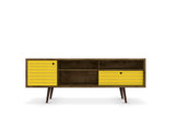 Liberty 70.86" Mid-Century Modern TV Stand in Rustic Brown and Yellow 202AMC94 Manhattan Comfort