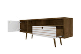 Liberty 70.86" Mid-Century Modern TV Stand in Rustic Brown and White 202AMC96 Manhattan Comfort