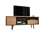 Liberty 70.86" Mid-Century Modern TV Stand in Rustic Brown and 3D Brown Prints 202AMC97 Manhattan Comfort