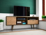 Liberty 70.86" Mid-Century Modern TV Stand in Rustic Brown and 3D Brown Prints 202AMC97 Manhattan Comfort