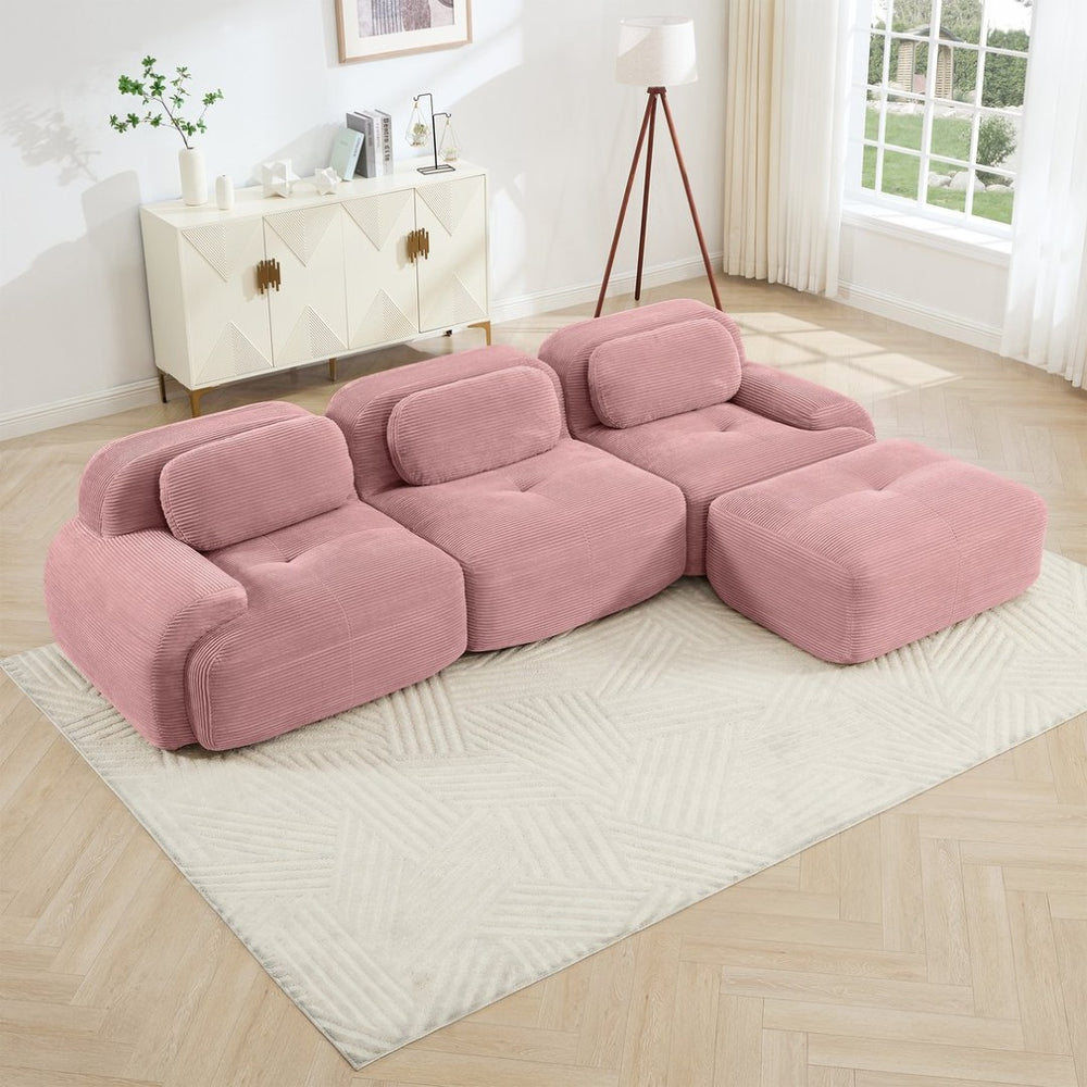 English Elm L-shaped Modular Corduroy Sectional Sofa Ergonomic No Assembly Pet Friendly Living Room W714S01407