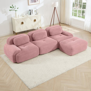 English Elm L-shaped Modular Corduroy Sectional Sofa Ergonomic No Assembly Pet Friendly Living Room W714S01407