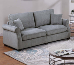 English Elm Black Corduroy Upholstered Sofa and Loveseat Set for Contemporary Living Rooms Fog B011S02182