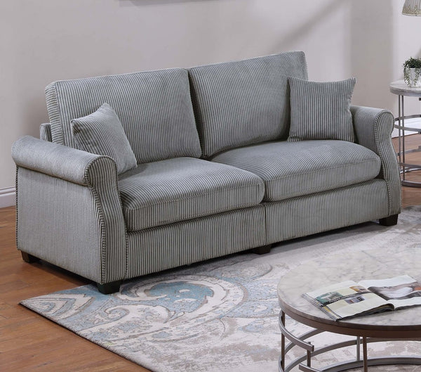 English Elm Black Corduroy Upholstered Sofa and Loveseat Set for Contemporary Living Rooms Fog B011S02182