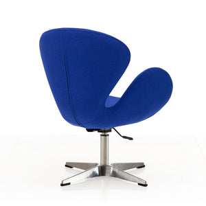 English Elm Raspberry Upholstered Swivel Lounge Chair with Adjustable Height, Polished Chrome Base & Plush Seat Blue B365P397963