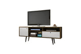 Liberty 70.86" Mid-Century Modern TV Stand in Rustic Brown and White 202AMC96 Manhattan Comfort