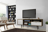 Liberty 70.86" Mid-Century Modern TV Stand in Rustic Brown and White 202AMC96 Manhattan Comfort