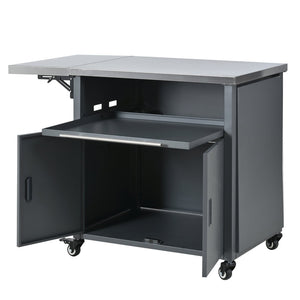 English Elm Outdoor Bbq Prep Cart Rolling Stainless Steel Grill Station with Foldable Work Surface Gray N719P407404E