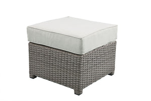 English Elm Salena Gray+Beige All-Weather Wicker Patio Sofa & Ottoman with 2 Toss Pillows, Foam Cushions, No-Assembly B2726P245456