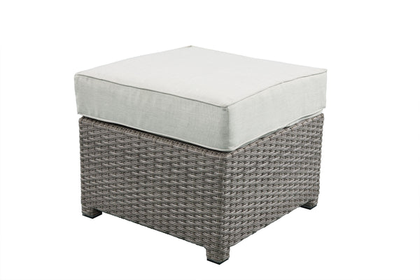 English Elm Salena Gray+Beige All-Weather Wicker Patio Sofa & Ottoman with 2 Toss Pillows, Foam Cushions, No-Assembly B2726P245456