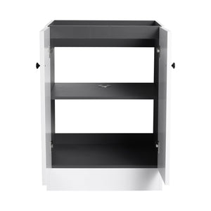 English Elm 24" Freestanding Bathroom Vanity with Integrated Basin Design, Adjustable Shelf & 3 Metal Handles, Eco Plywood Finish White W999P241064