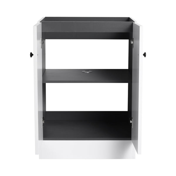 English Elm 24" Freestanding Bathroom Vanity with Integrated Basin Design, Adjustable Shelf & 3 Metal Handles, Eco Plywood Finish White W999P241064