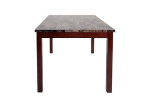 English Elm 5 5-Piece Dining Set with Faux Marble Top, Two-Tone Finish, Upholstered Chairs & Bench for Versatile Spaces B089P390143