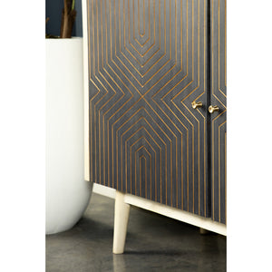 English Elm Ixora White Washed & Black 2-Door Accent Cabinet with Tapered Legs Mid-Century Storage Charm B062P344916