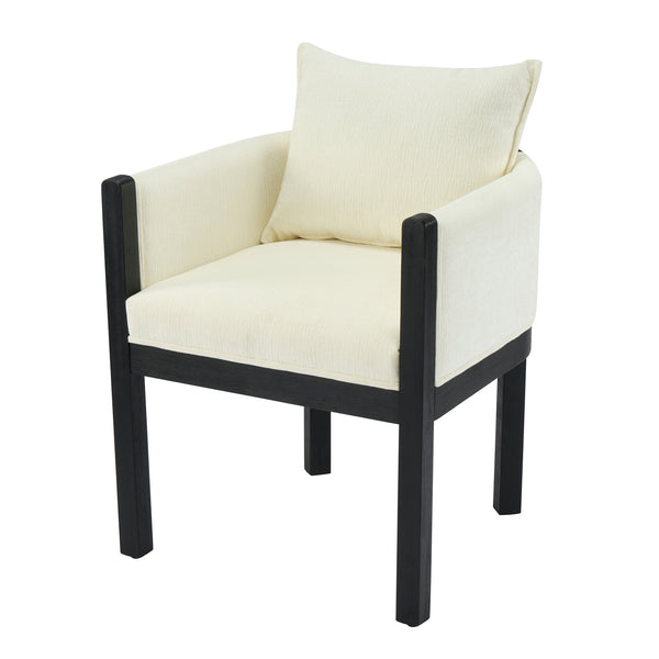 English Elm Christopher Knight Home® - Linen Upholstered Armchair Set Of 2 – Elegant White Chairs With Black Rubber Wood Legs For Modern Spaces N768P305168B