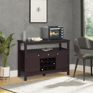 English Elm HOMCOM Espresso Sideboard Buffet Cabinet with Drawer & Removable 12-Bottle Wine Rack, Sturdy MDF Storage (45.75"W) W2225P173874