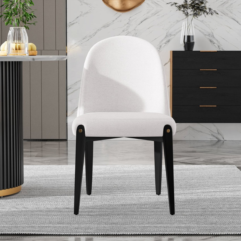 English Elm Set of 2 Chenille Upholstered Armless Dining Chairs with Tapered Black Metal Legs W5739P464651