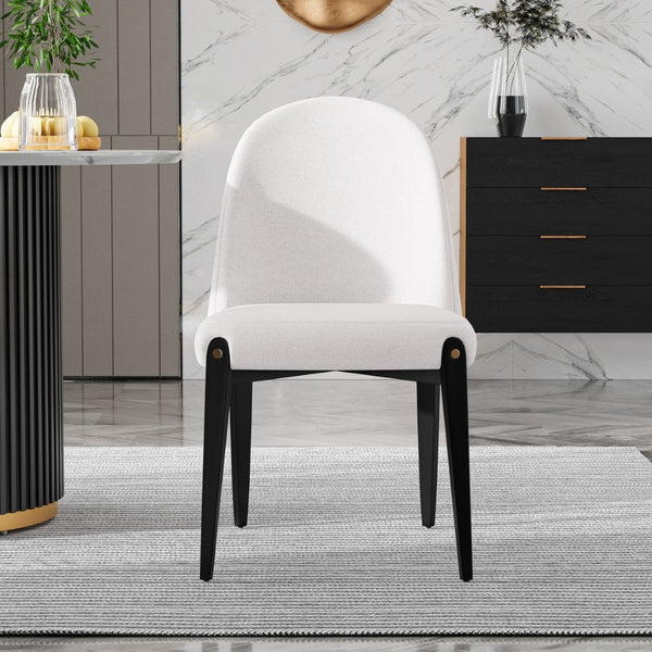 English Elm Set of 2 Chenille Upholstered Armless Dining Chairs with Tapered Black Metal Legs W5739P464651